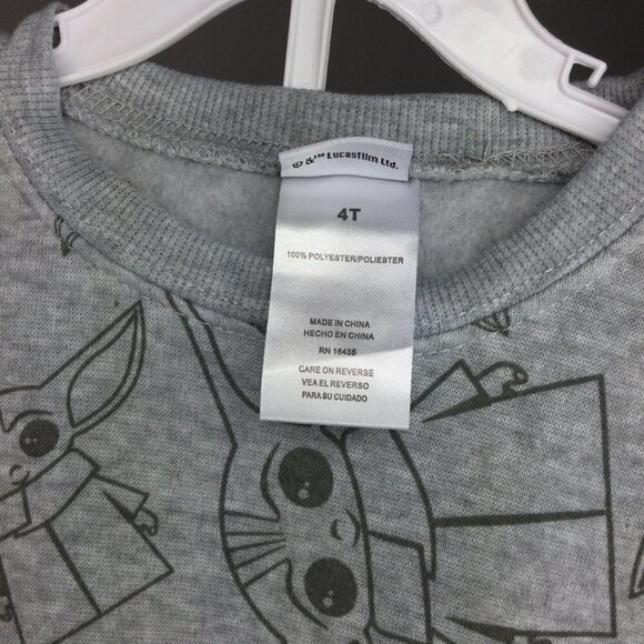 Star Wars Sweatshirt Toddler Kid Size 4T Green/Gray Yoda Logo Crewneck Polyester - Picture 12 of 12